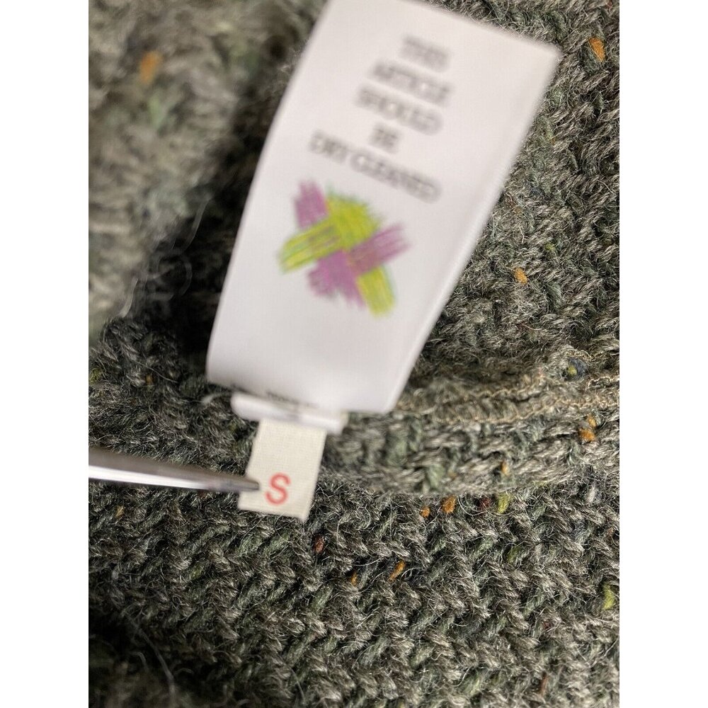 Branigan Weavers Sz S 100% Wool Full Zip Cardigan Ireland Green Pockets - Picture 8 of 11